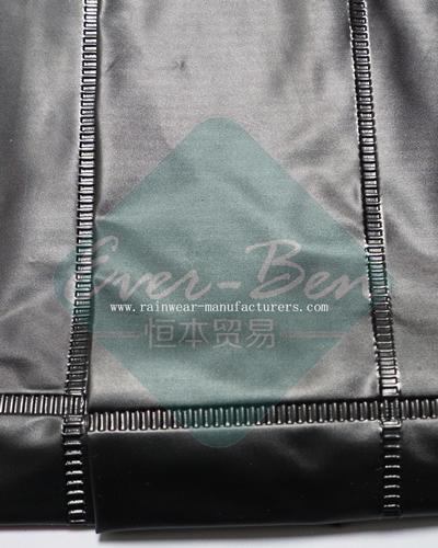 black pvc mac front fly welding seams